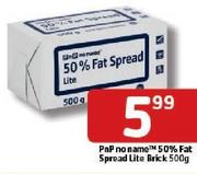 PnP No Name 50% Fat Spread Lite Brick-500Gm