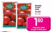 Rhodes Tomato Paste-50g Each