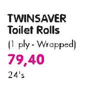 Twinsaver Toilet Rolls(1 Ply-Wrapped)-24's