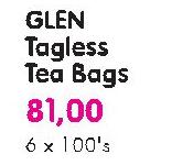 Glen Tagless Tea Bags-6X100's