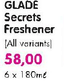 Glade Secrets Freshener-6X180ml