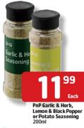 PnP Garlic & Herb, Lemon & Black Pepper Or Potato Seasoning-200Ml