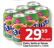 Fanta, Sprite Or Stoney Cans-6x330Ml Per Pack