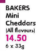 Bakers Mini Cheddars(All Flavours)-6x33Gm