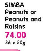 Simba Peanuts Or Peanuts And Raisins-36x50Gm