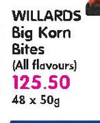 Willards Big Korn Bites(All Flavours)-48x50Gm