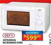 Defy 20ltr Manual Microwave Oven