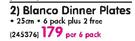 Continental China Blanco Dinner Plates-Per 6 Pack