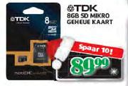 TDK 8GB SD Mikro Geheue Kaart