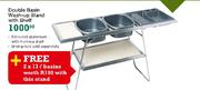 Double Basin Wash Up Stand With Shelf
