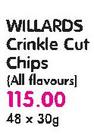 Willards Crinkle Cut Chips(All Flavours)-48 x 30gm