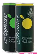 Appletiser or Peartiser 100% Juice Cans-330ml Each