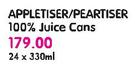 Appletiser/Peartiser 100% Juice Cans-24x330ml