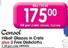 Consol Hiball Glasses In Crate+3 Free Dishcloths-30 Per Crate