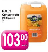 Hall's Concentrate(All Flavours)-5L Each