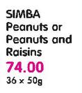 Simba Peanuts or Peanuts and Raisins-36 x 50gm