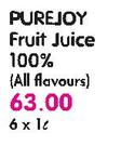Purejoy Fruit Juice 100%(All Flavours)-6X1Ltr