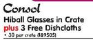 Consol Hiball Glasses In Crate Plus 3 Free Dishcloths-30 Per Crate