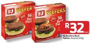 I & J Beefers Beef Patties-800G Each