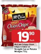 McCain Crispy Oven Chips Crinkle or Straight Cut ot Potato Wedges-750gm Each
