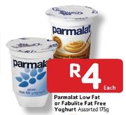 Parmalat Low Fat or Fabulite Fat Free Yoghurt-175gm Each