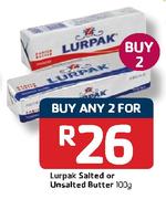 Lurpak Salted or Unsalted Butter-2 x 100gm