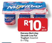 Danone Nutriday Smooth Low Fat Yoghurt-6 x 100gm-Per Pack