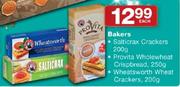 Bakers Salticrax Crackers-200g/Provita Wholewheat Crispbread-250g/Wheatsworth Wheat Crackers-200g Ea