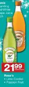 Rose's Lime Cordial/Passion Fruit-750ml Each