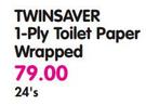 Twinsaver 1-Ply Toilet Paper Wrapped-24's