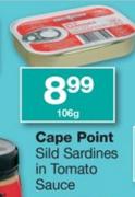 Cape Point Sild Sardines In Tomato Sauce-106g