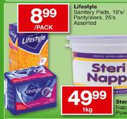 Lifestyle Sanitary Pads,10's /  Pantyliners, 25's Assorted-Per Pack 