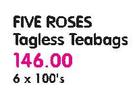 Five Roses Tagless Teabags-6x100's