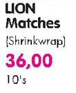 Lion Matches(Shrinkwrap)-10's