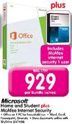 Microsof Home And Student Plus McAfee Internet Security