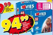 Lovies Disposable Nappies Mini-50's/Midi44's/Maxi-42's/Junior 40's-Per Pack Each