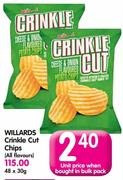Willards Crinkle Cut Chips(All Flavours)-48x30G