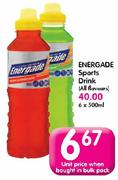 Energade Sports Drink(All Flavours)-6x500ml
