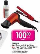 Carmen Mini Dryer And Straightener 1235+ Free Thernal Protect Spray 5138