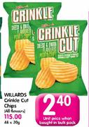 Willards Crinkle Cut Chips(All Flavours)-48x30G