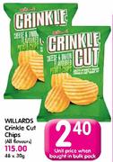 Willards Crinkle Cut Chips(All Flavours)-48x30g