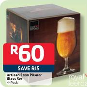 Artisan Stem Pilsner 4-Pack Glass Set