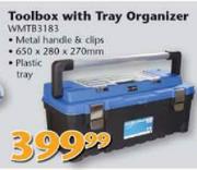 Worksman Toolbox With Tray Organizer WMTB3183