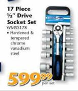 Worksman  17 Piece 1/2" Drive Socket Set WMSS178-Per Set
