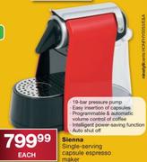 Sienna Single Serving Capsule Espresso Maker