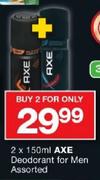 Axe Deodorant For Men Assorted-2x150ml