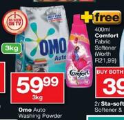 Omo Auto Washing Powder-3kg+400ml Comfort Fabric Softener Free