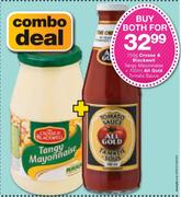 750gm Crosse & Blackwell Tangy Mayonnaise+700ml All Gold Tomato Sauce 