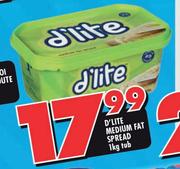 D'Lite Medium Fat Spread-1Kg Tub