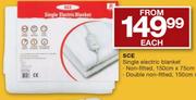 SCE Single Non-Fitted 150x75cm Electric Blanket